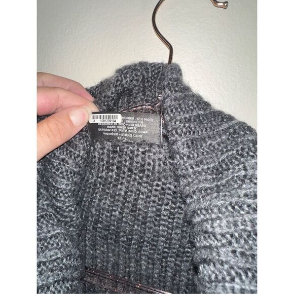 Wooden Ships Lightweight Gray Cowl Neck Sweater M/L Loose Knit - Picture 3 of 4